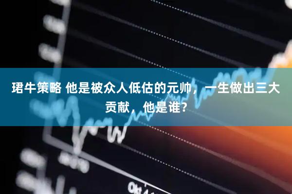 珺牛策略 他是被众人低估的元帅，一生做出三大贡献，他是谁？